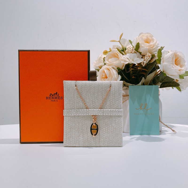 TW4391 Hermes 愛馬仕豬鼻頸鏈Mini Maillon Pendant Necklace Black x RGHW-0