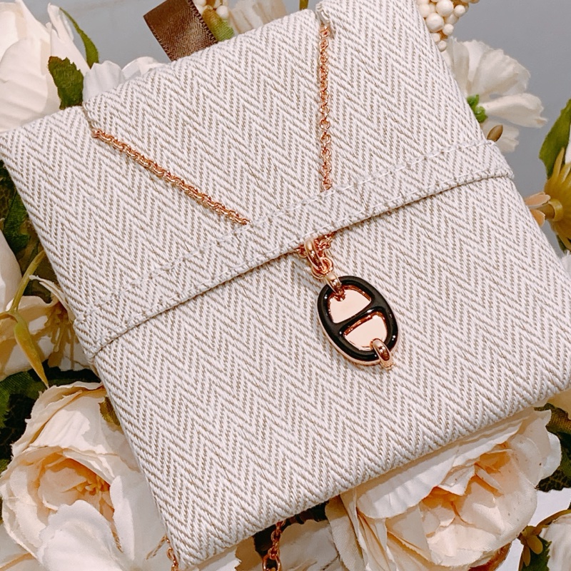 TW4391 Hermes 愛馬仕豬鼻頸鏈Mini Maillon Pendant Necklace Black x RGHW-4