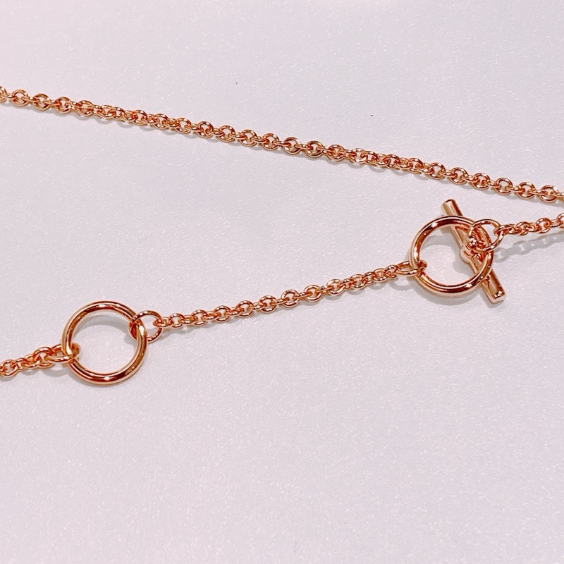 TW4391 Hermes 愛馬仕豬鼻頸鏈Mini Maillon Pendant Necklace Black x RGHW-8