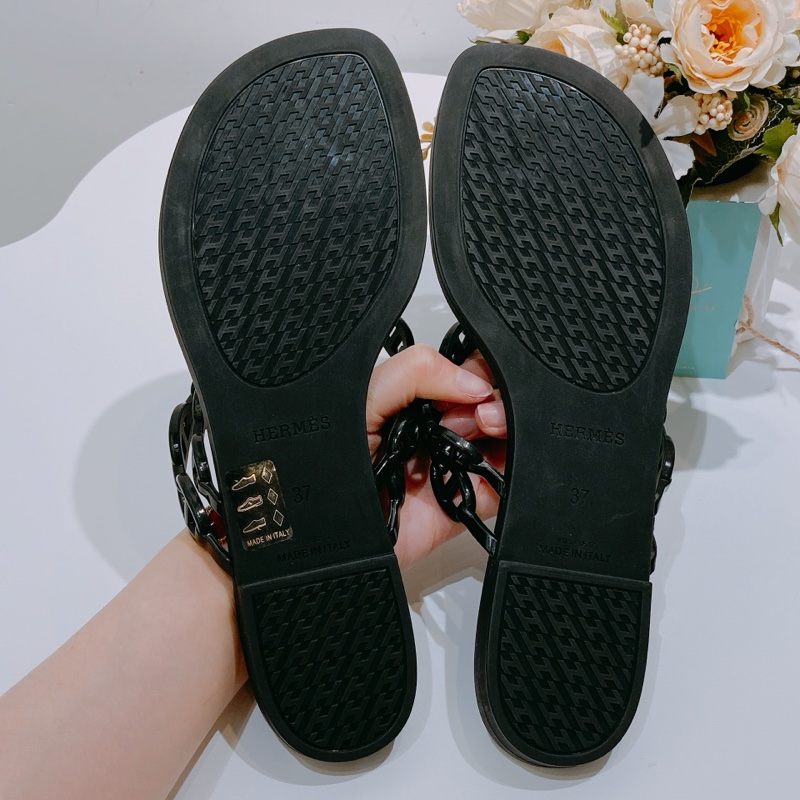 TW4392 Hermes 愛馬仕豬鼻拖鞋Island Sandal 37 Size Noir[New]-8