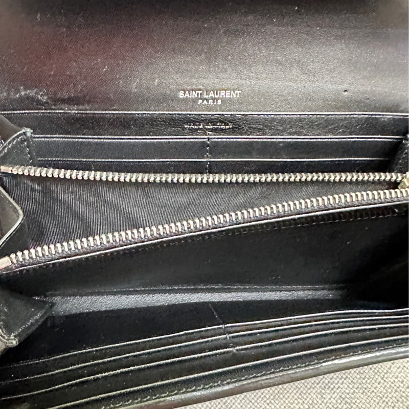YSL鱷魚壓紋大長夾，18卡 二手正品-6