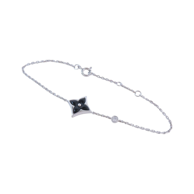 LOUIS VUITTON 18K白金Color Blossom BB Diamond Blaceret銀扣鑽石手鏈-1