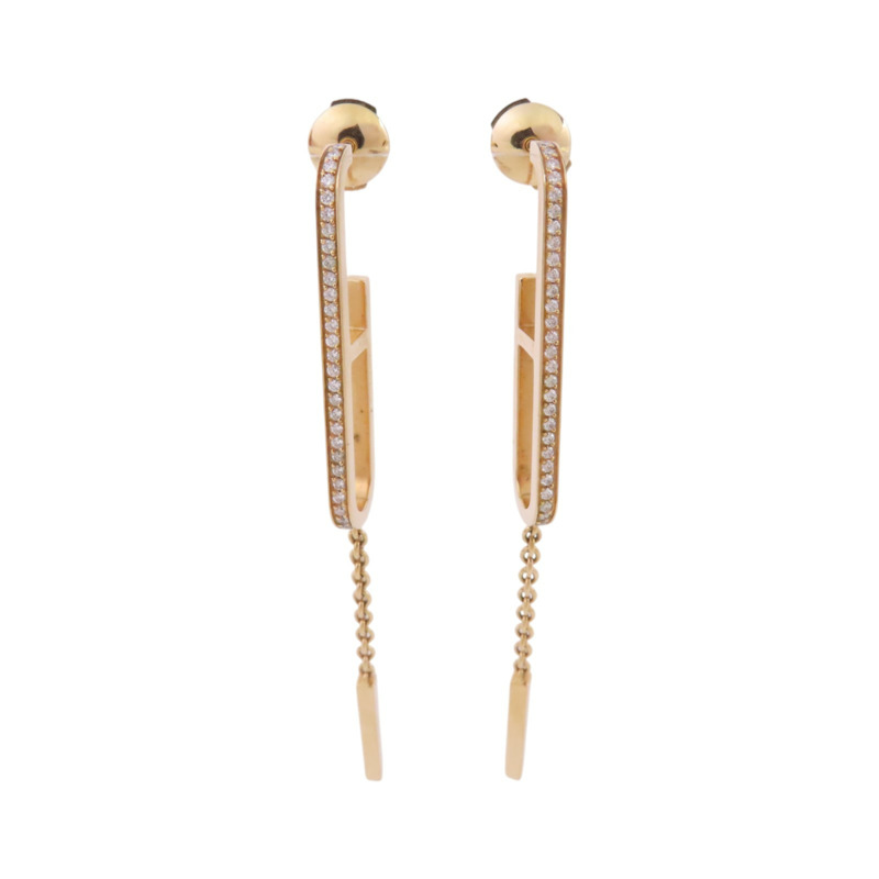 HERMES 18K玫瑰金D'oreilles Every Chain Dance MM Diamond Earrings金扣鑽石耳環-0