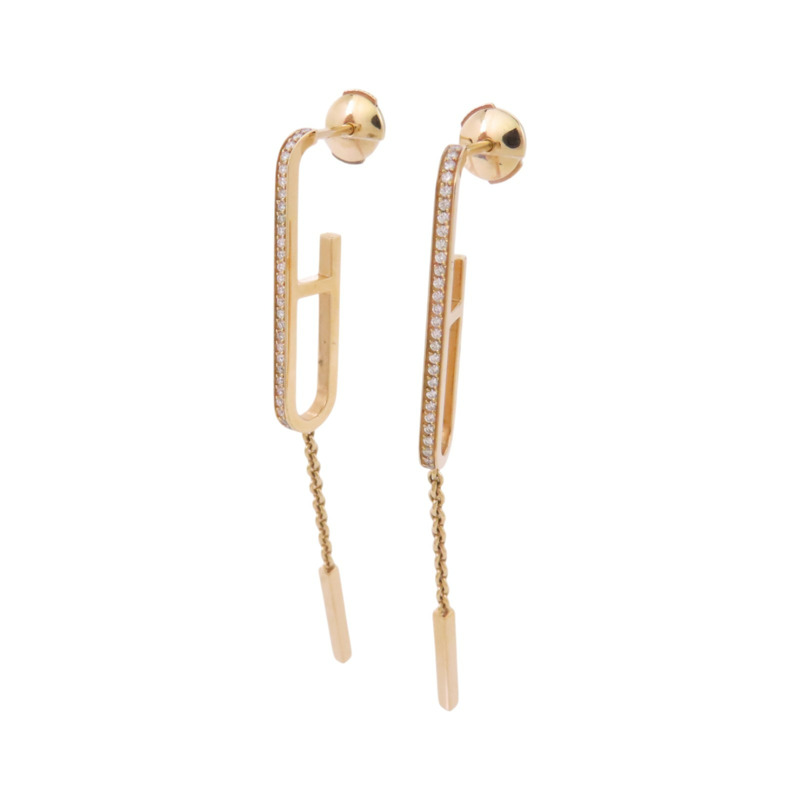 HERMES 18K玫瑰金D'oreilles Every Chain Dance MM Diamond Earrings金扣鑽石耳環-1