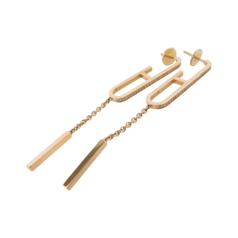 HERMES 18K玫瑰金D'oreilles Every Chain Dance MM Diamond Earrings金扣鑽石耳環-6