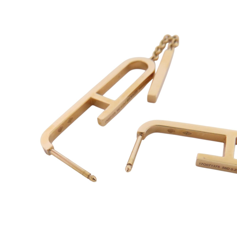 HERMES 18K玫瑰金D'oreilles Every Chain Dance MM Diamond Earrings金扣鑽石耳環-7