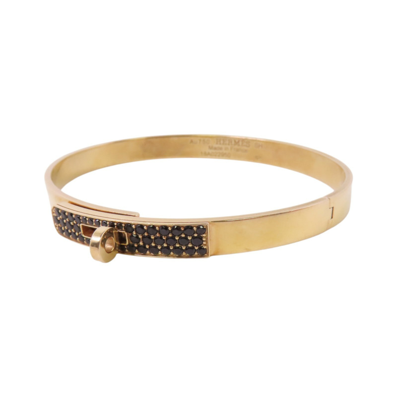 HERMES 18K玫瑰金Kelly Black Sapphire Bangle金扣黑色藍寶石手鐲-1