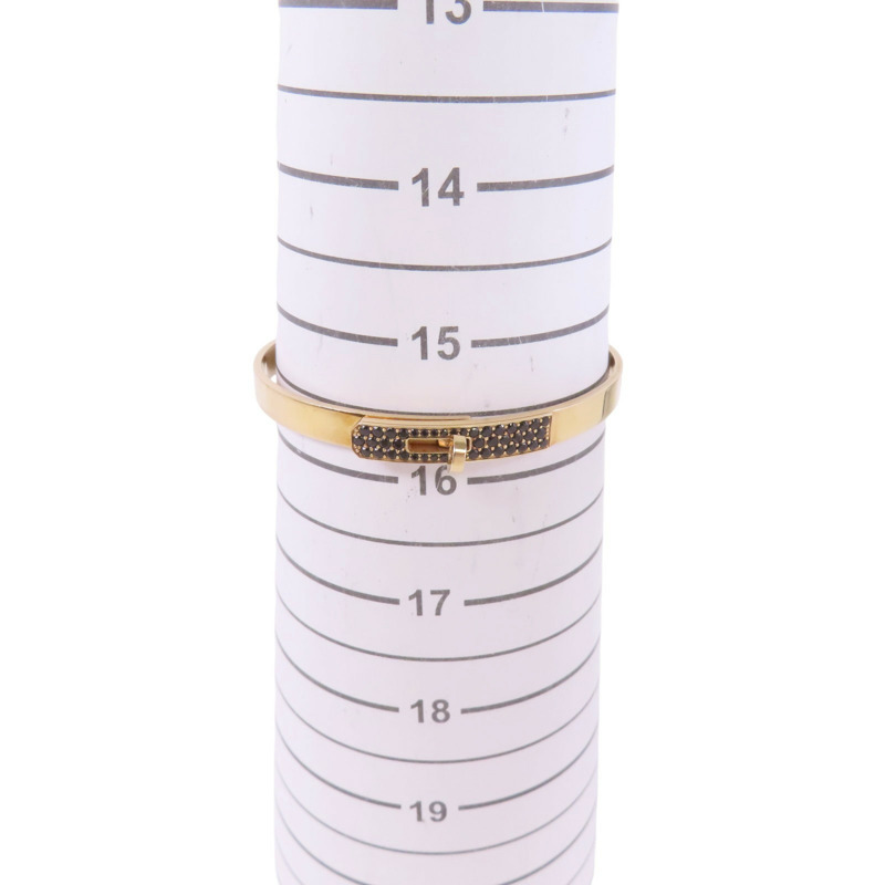 HERMES 18K玫瑰金Kelly Black Sapphire Bangle金扣黑色藍寶石手鐲-9