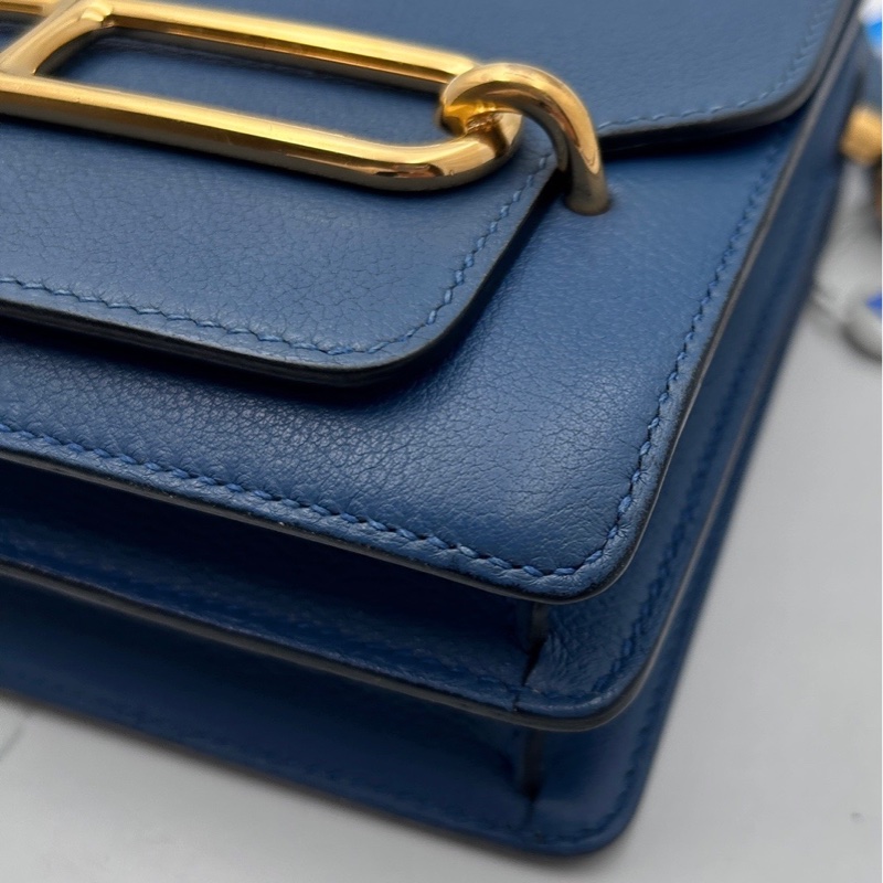 Hermes🌈Mini Roulis 19💙R2瑪瑙藍金扣💙98新🌈evercolor皮🌟-2