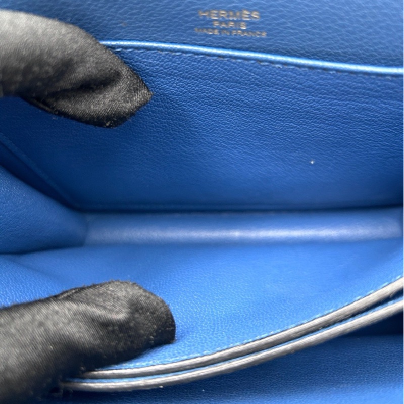 Hermes🌈Mini Roulis 19💙R2瑪瑙藍金扣💙98新🌈evercolor皮🌟-8