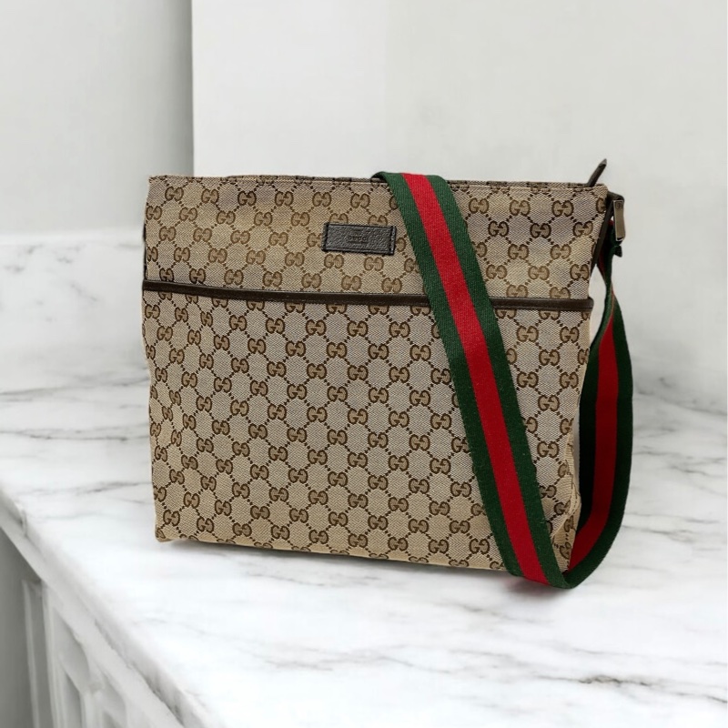 莉亞精品♡Gucci 189751 拉鍊斜背包 九新美包-0