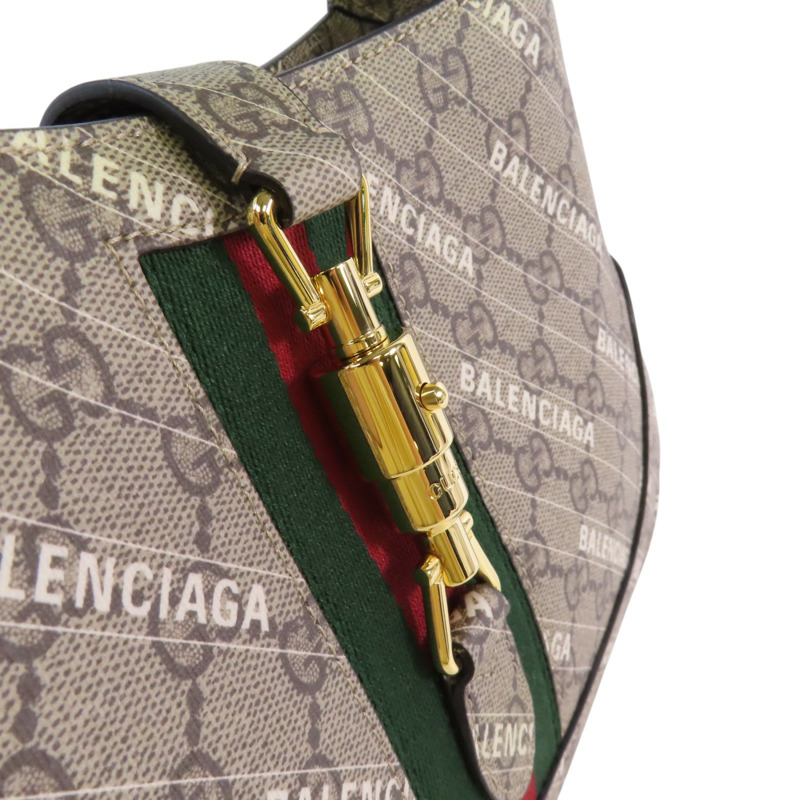 GUCCI 塗層帆布GuccixBaleniaga Jackie1961金扣手挽肩背兩用袋-8