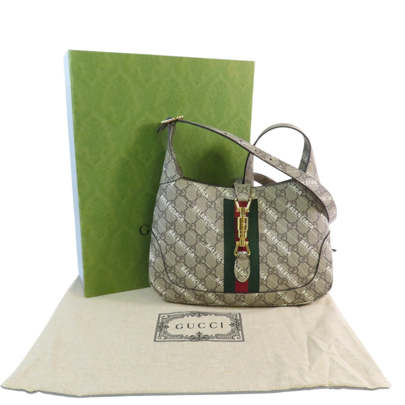 GUCCI 塗層帆布GuccixBaleniaga Jackie1961金扣手挽肩背兩用袋-9
