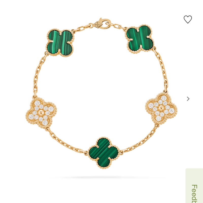 Van Cleef & Arpels VCA 梵克雅寶 18K金鑽石孔雀石五花手鏈 Vintage Alhambra-5