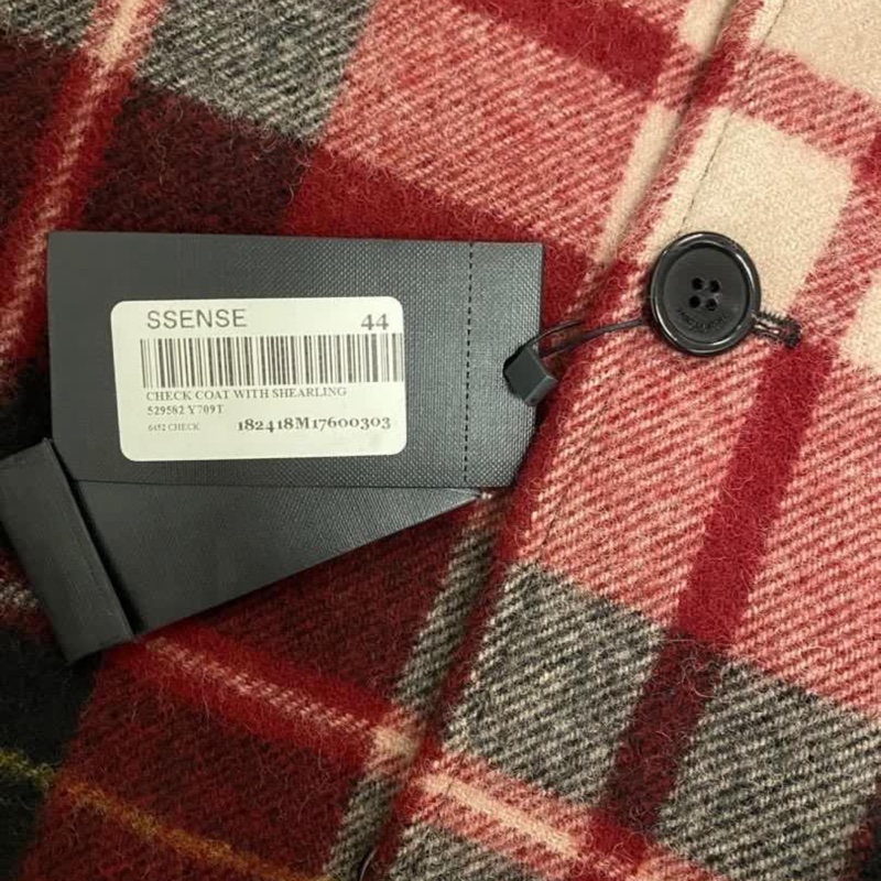 Saint Laurent shearling collar checks coat 44 大衣 外套-5