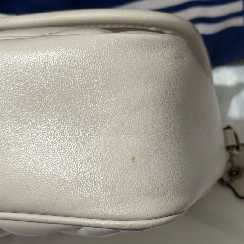 COACH羊皮菱格單肩斜背包(小號,白色)-13