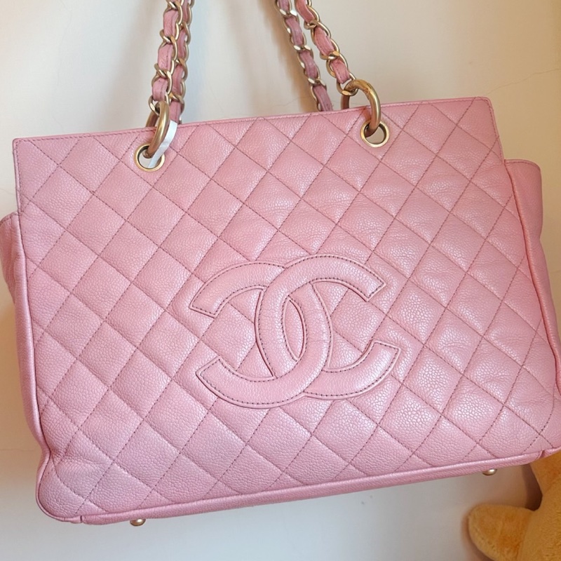 Chanel 🌹vintage 托特包 肩背包 乾燥玫瑰 荔枝牛皮（提供正品證書-0