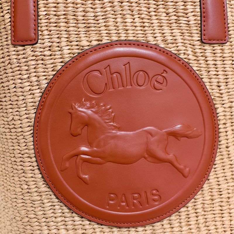 🌿 2025春夏新品 🌸 Chloé 馬徽超大容量草編托特包|焦糖棕-1