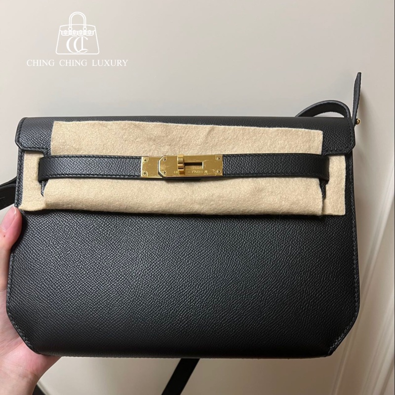 🌈Hermes🧡Depeches 25🌈黑色金扣🌟99新🧡Epsom皮🌟-0