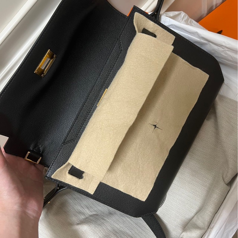 🌈Hermes🧡Depeches 25🌈黑色金扣🌟99新🧡Epsom皮🌟-2