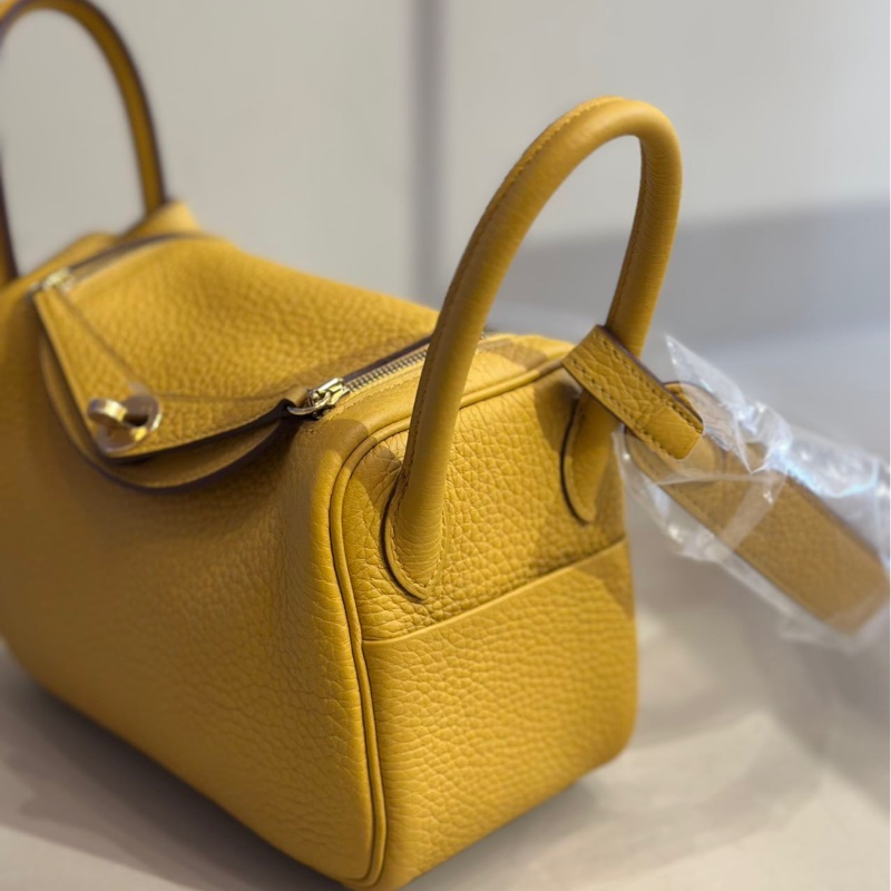 🌈Hermes💛mini lindy一代💛9D琥珀黄金扣🌟未使用閒置🌟TC皮🌟Jaune Ambre🌟-5