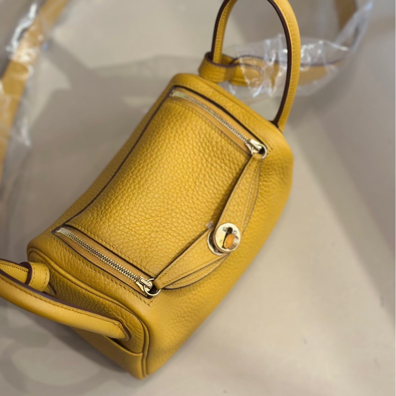 🌈Hermes💛mini lindy一代💛9D琥珀黄金扣🌟未使用閒置🌟TC皮🌟Jaune Ambre🌟-6