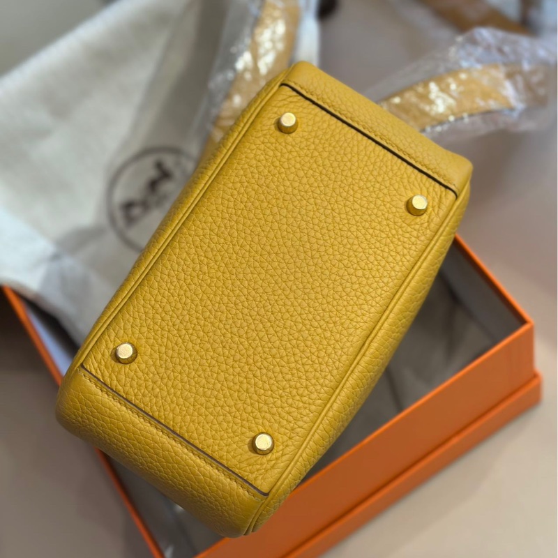 🌈Hermes💛mini lindy一代💛9D琥珀黄金扣🌟未使用閒置🌟TC皮🌟Jaune Ambre🌟-7