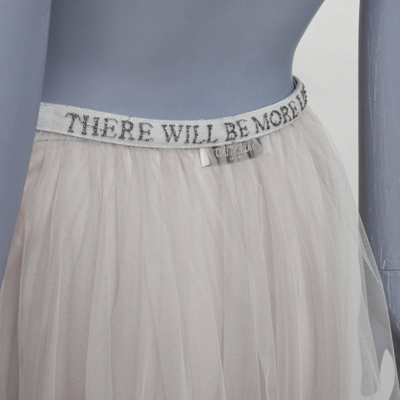 VALENTINO There Will Be More Love beaded waist grey tulle skirt IT38 XS-1