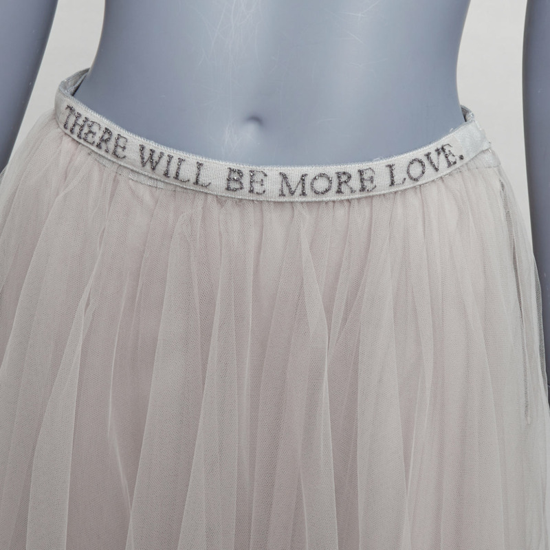 VALENTINO There Will Be More Love beaded waist grey tulle skirt IT38 XS-6