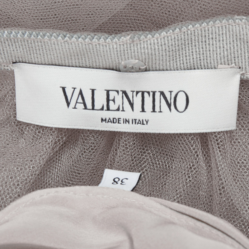 VALENTINO There Will Be More Love beaded waist grey tulle skirt IT38 XS-7