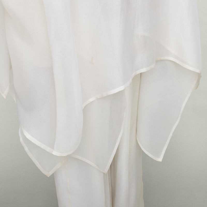 rare DOLCE GABBANA Vintage ivory silk oversized coat wide leg crop pants suit IT40 S-6