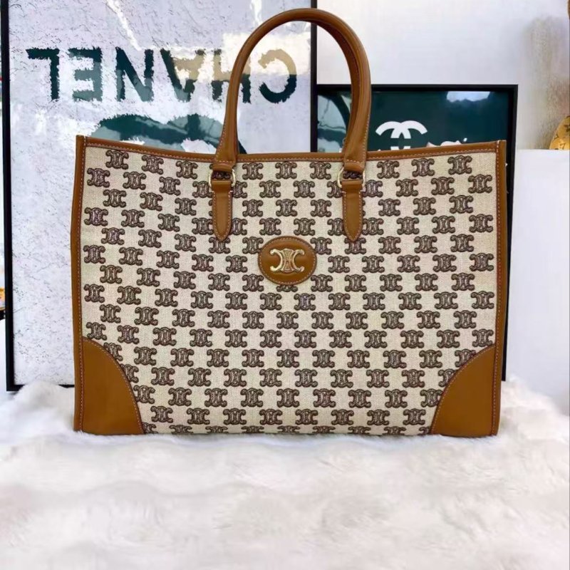 Celine Cabas老花刺繡凱旋門托特包 43x30cm 98新-1