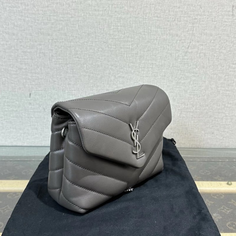 YSL 銀扣Lou Lou方胖子肩背斜背包18*14*6 99新 配件盒子塵袋-1