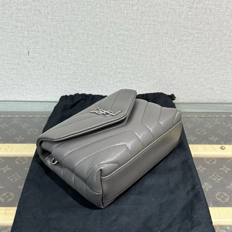 YSL 銀扣Lou Lou方胖子肩背斜背包18*14*6 99新 配件盒子塵袋-2