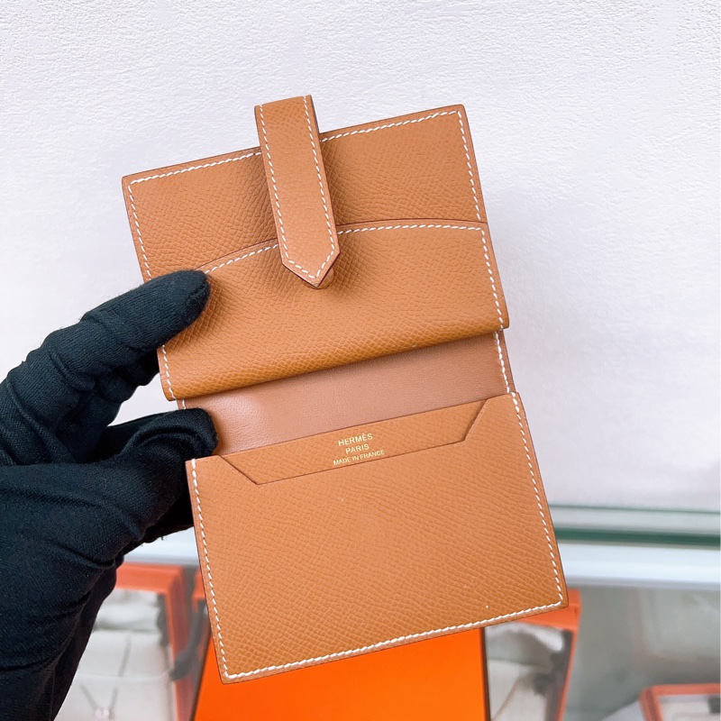 Hermes mini bearn 金棕金釦 短夾/銀包-7