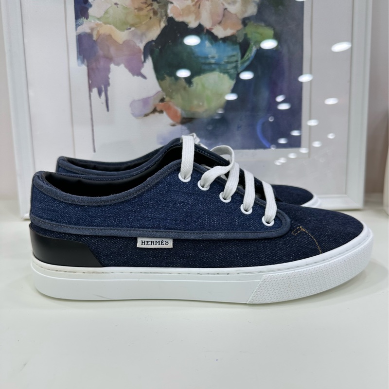 Hermes Envy 拼色帆布平底鞋 39.5碼 閒置未使用內購-2