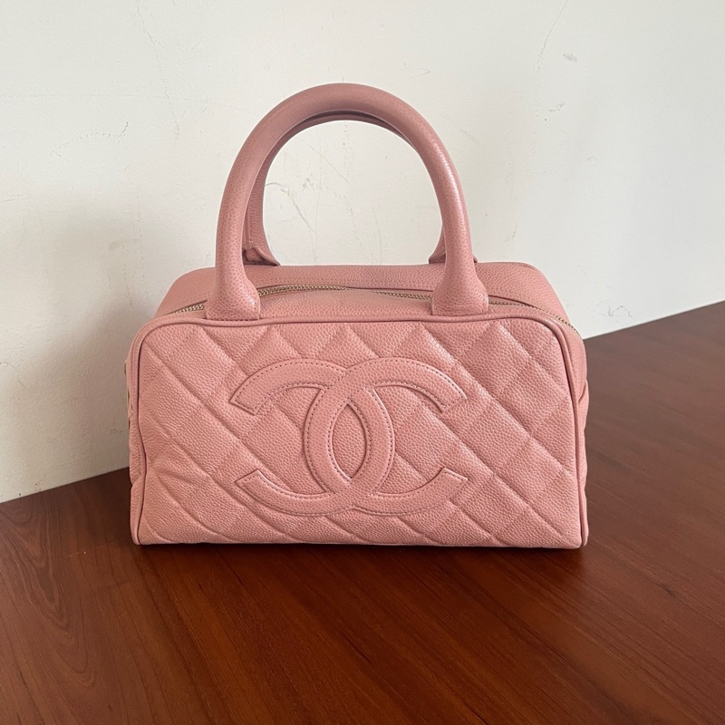 Chanel 中古 粉色保齡球小號 jennie同款 8開 米色內里 無附件~-0