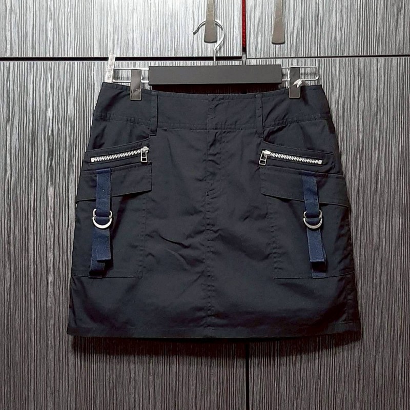 (日本製MIJ)絕版BURBERRY 博柏利 BLUE LABEL 藍標 女黑色有內裏微彈性短裙38號-0