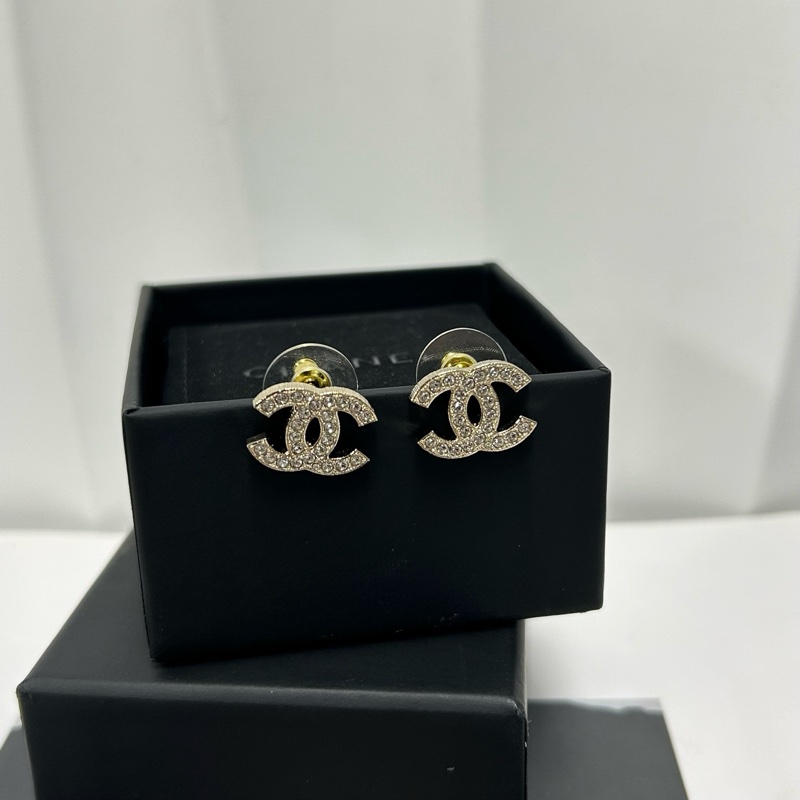 Chanel B24雙C水鑽耳釘 附件:盒子，塵袋，冊子~-0