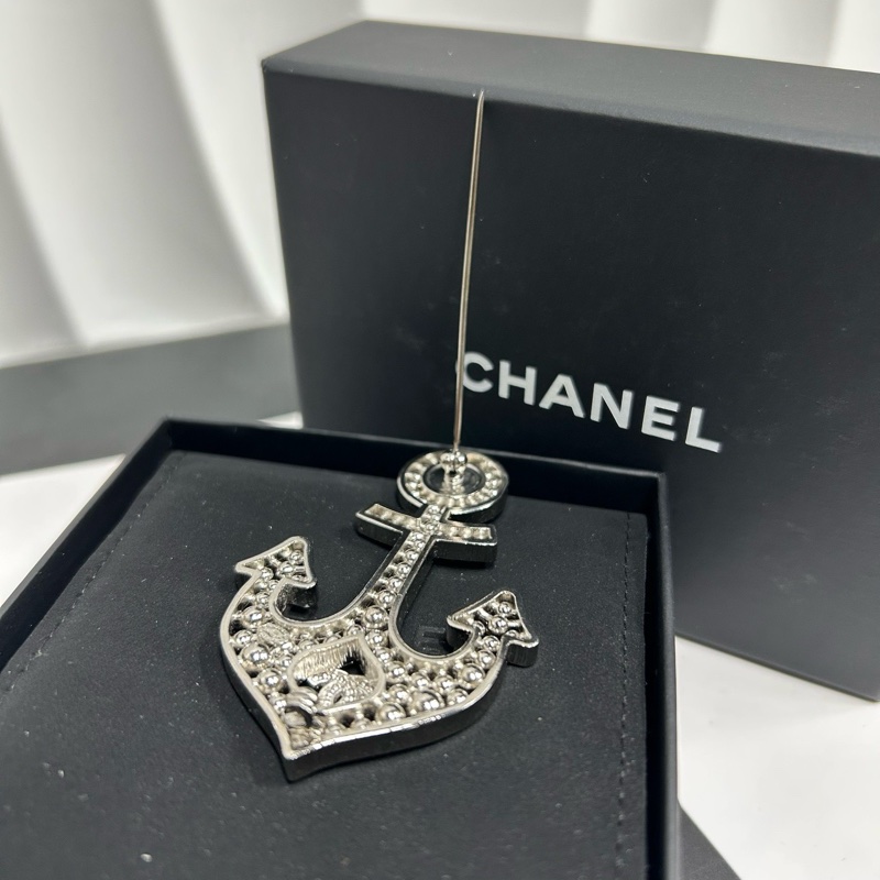 Chanel 銀色 船錨胸針 尺寸約7cm-3