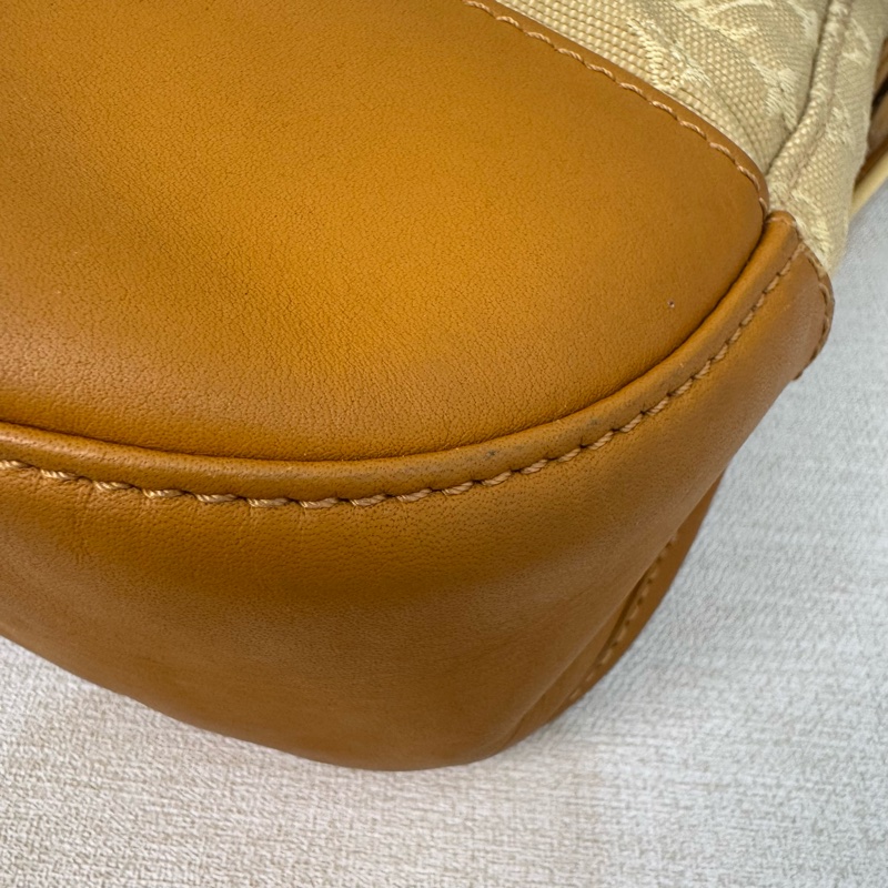 Louis Vuitton 黃色丹寧拼焦糖皮革斜背包-15