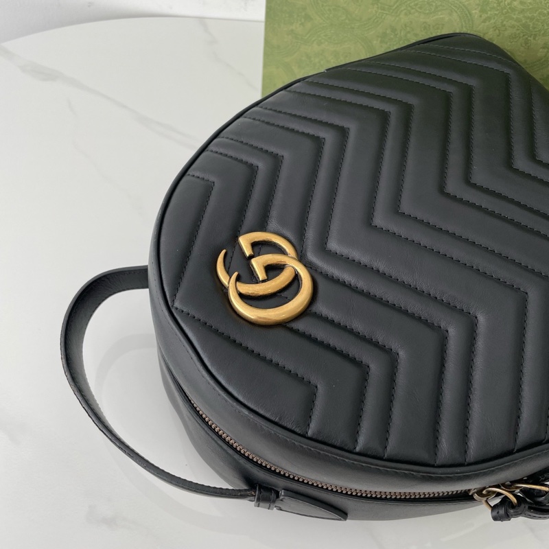 Gucci古馳經典馬蒙Marmont黑色後背包 雙肩包-5