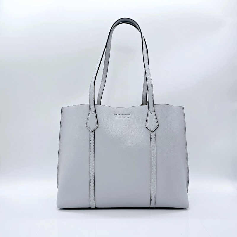 TORY BURCH Perry 燙金LOGO 牛皮 淺藍色 托特包 電腦包 單肩包-1