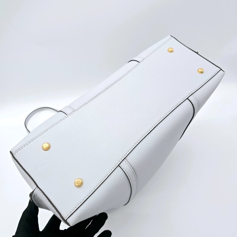 TORY BURCH Perry 燙金LOGO 牛皮 淺藍色 托特包 電腦包 單肩包-2