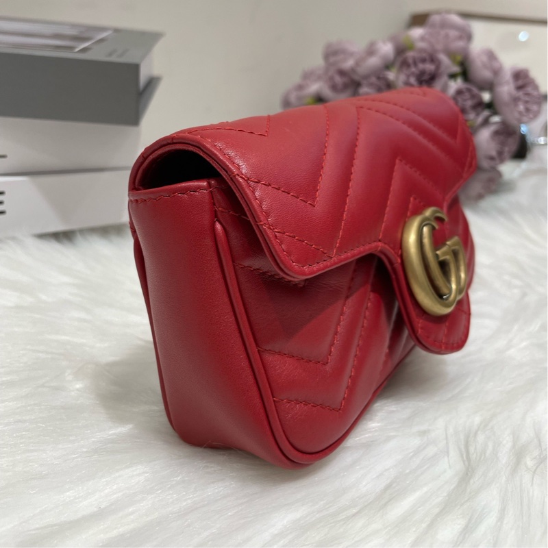 Gucci古馳馬蒙marmont mini 紅色迷你斜背包-2