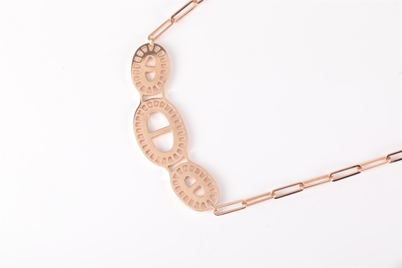 HERMES(愛馬仕) 18K玫瑰金 鑽石 玫瑰金 愛馬仕chaine dancre divine豬鼻子鑲鑽 SH 18K-2