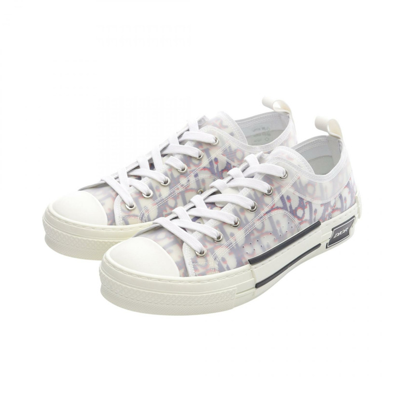 Christian Dior B23 低筒運動鞋 Oblique 織物橡膠 白色 海軍藍 #39 女款-0