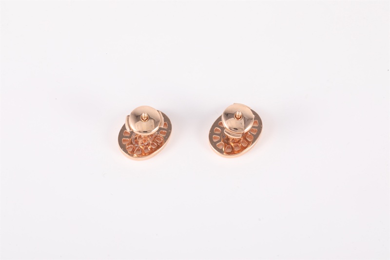 HERMES(愛馬仕)  18K玫瑰金 鑽石 玫瑰金 chaine dancre divine 豬鼻子 鑲鑽 耳環 18K-3