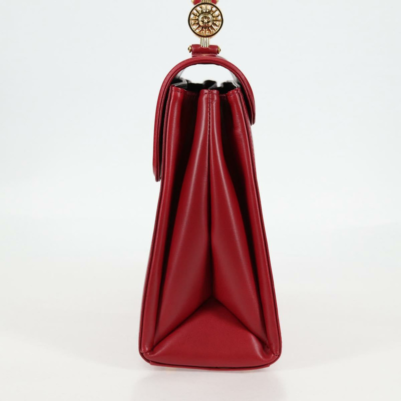 【日本直送】范思哲 (VERSACE) 手提包 皮革 紅色 金色 正品 ac3851V-2