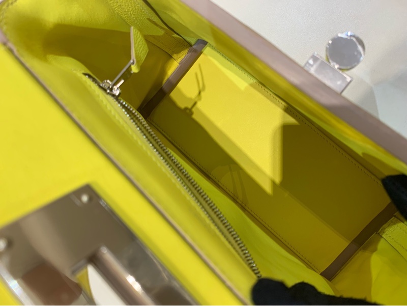 愛馬仕Hermes mini2424 檸檬黃銀扣 U刻  ec皮-7